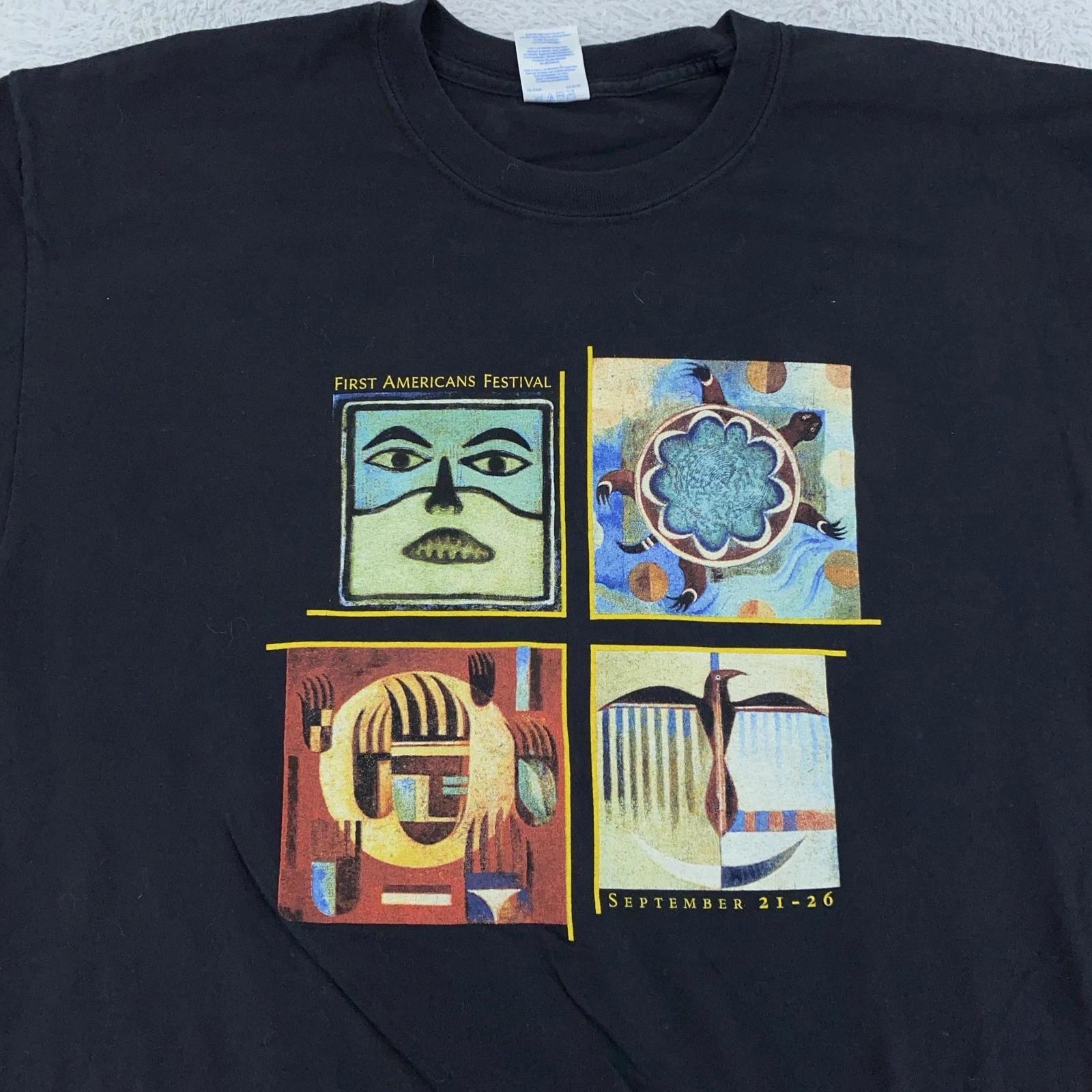 Vtg First Americans Festival Shirt Mens XL Smithsonian Native Art Museum Event 3XL