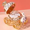 European Style Jewelry Storage Box,Pumpkin Cart White Rabbit Holder Alloy Inlaid Gem Ring Storage Jar Dresser Earrings Organizer