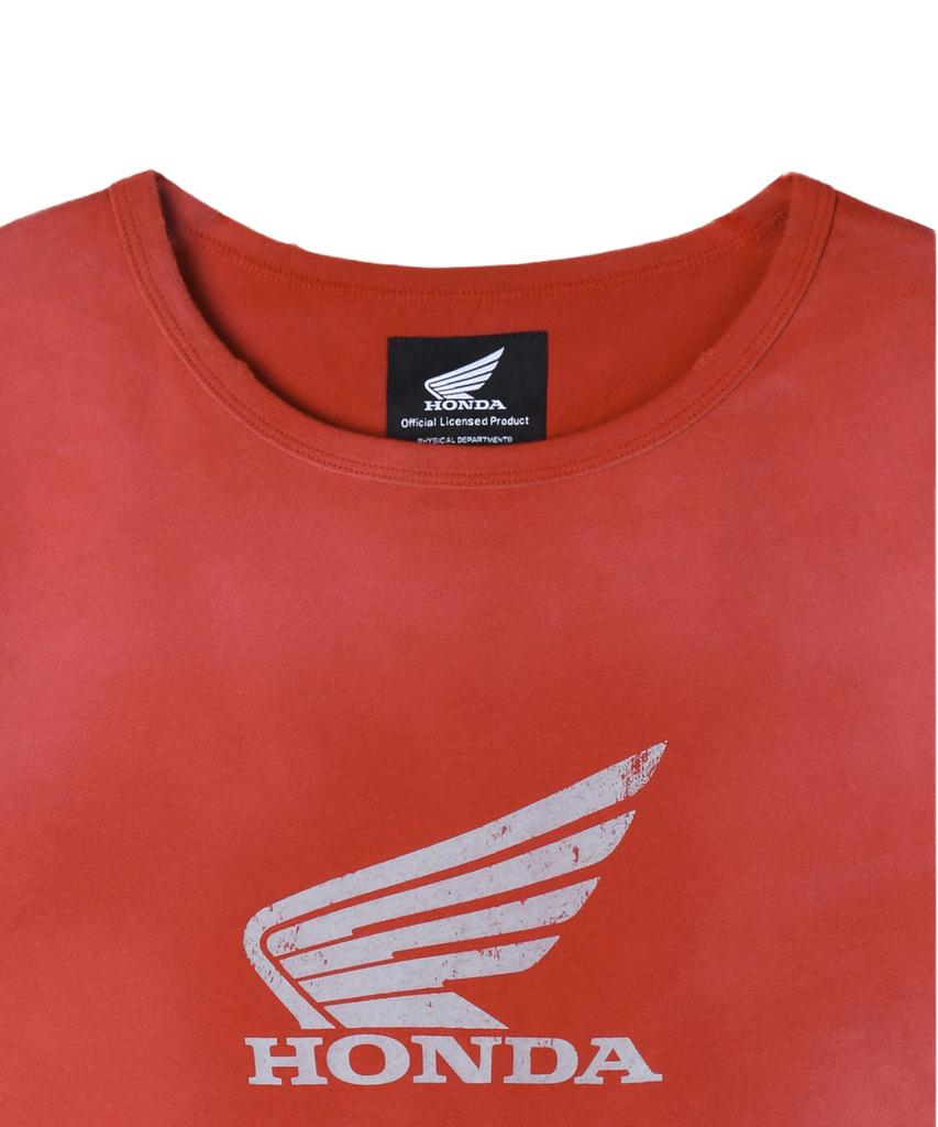 PHYPS MOTORCYCLE Womens Damage Washed Wing Logo Crop Tee Red