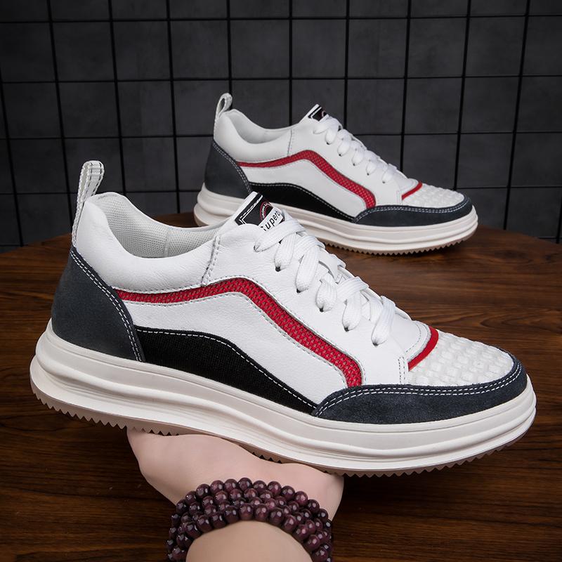 ModăPiele Naturală Adidași de Bărbați Modă Nouă Bărbați Timp Liber Mers Încălțăminte Talpă Groasă Pantofi Casual Bărbați Anti-Alunecare Pantofi Skateboard