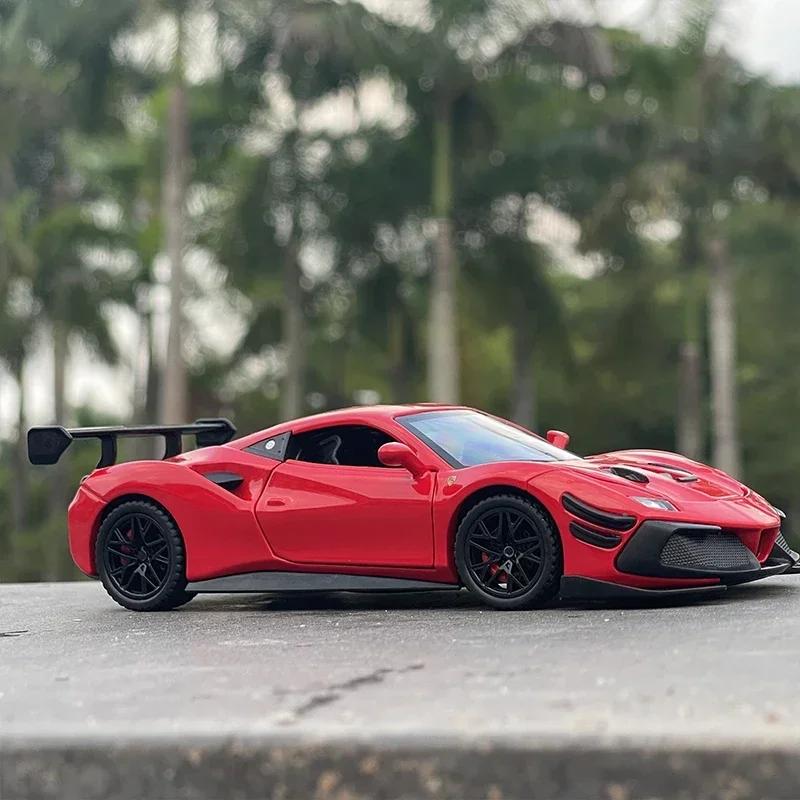 1: 32 Ferraris 488 Supercar mit Sound und Licht Legierungsauto Rückzug Kinder Spielzeug Mode Spielzeug für KinderU