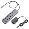 Sanwa Direct USB 7 Ports X 5 X USB Individual USB AC Adapter Hub, Type-C Connection, (2 USB-C / USB-A), Self-Powered Charger, Switches, 3.2/5Gbps,
