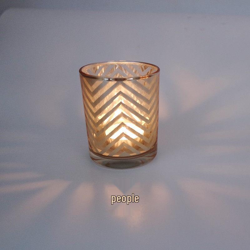 Geometrisk Ljuslykta i Guldglas för Middag med Levande Ljus eller Barinredning