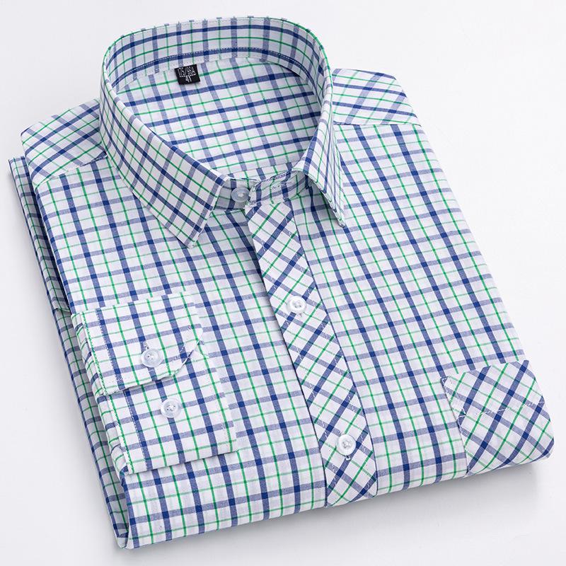 Men's 100% Cotton Plaid Long Sleeve Shirt - Casual Spring/Summer Style