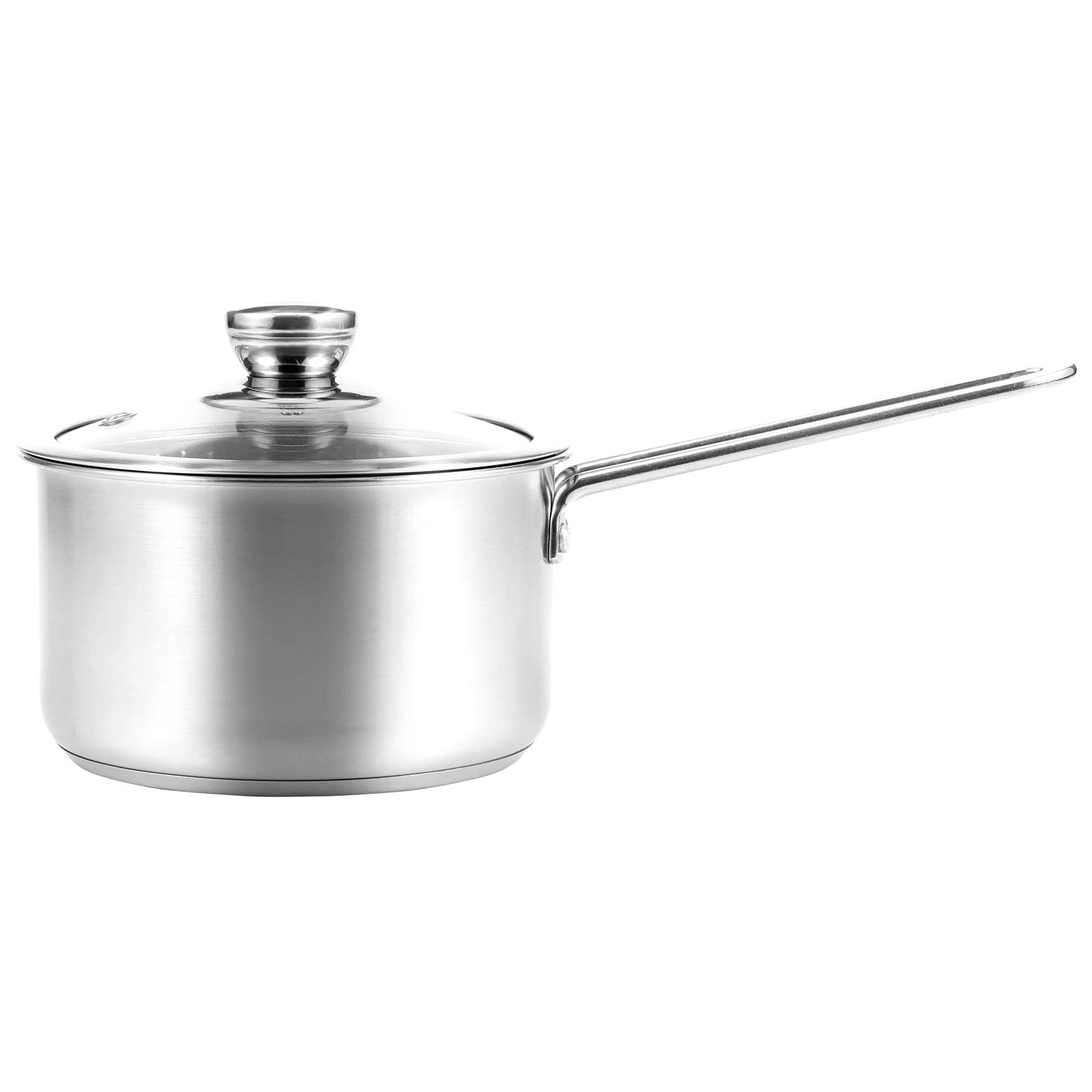 3 Quart Saucepan with Glass Lid Stainless Steel Non-Stick Small Milk Pan Uncoated Portable Mini Sauce Pan for Heat Milk
