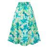 Women Spring Floral Print Skirt Summer Casual A-Line High Waist Middle Long Split Skirts S-XL