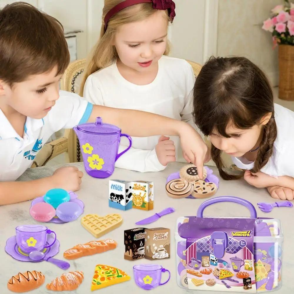 Tea Time Playset Simulated Kitchen Playset Table Snack Afternoon Tea Toy Set Cookware Accessories