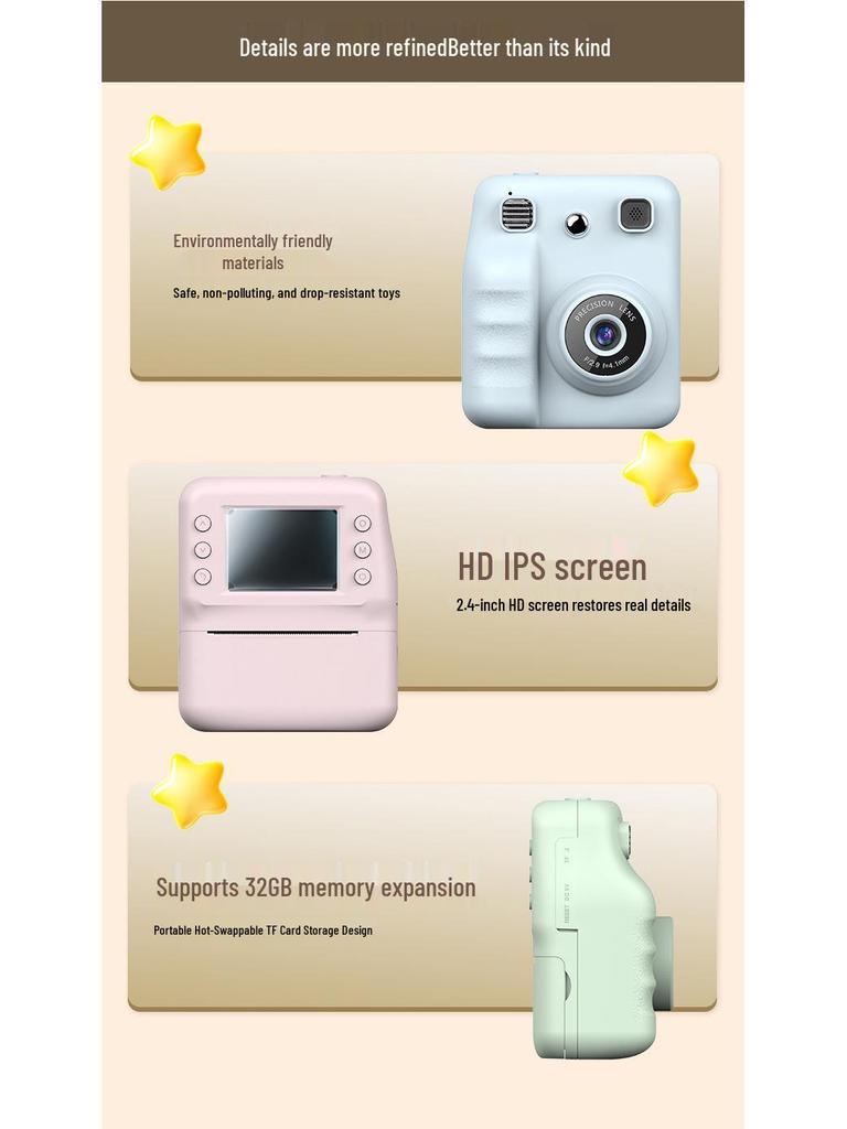 Portable Polaroid Kids Thermal Instant Camera - Children's Day Gift