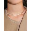 925 Silver + Rose Gold White Natural Pearl Small Symbol Chain Necklace