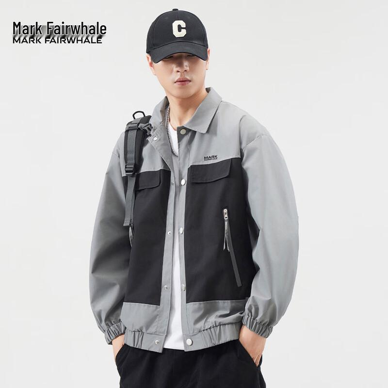 Mark Fairwhale Herren Colorblock Locker Geschnittene Workwear-Jacke