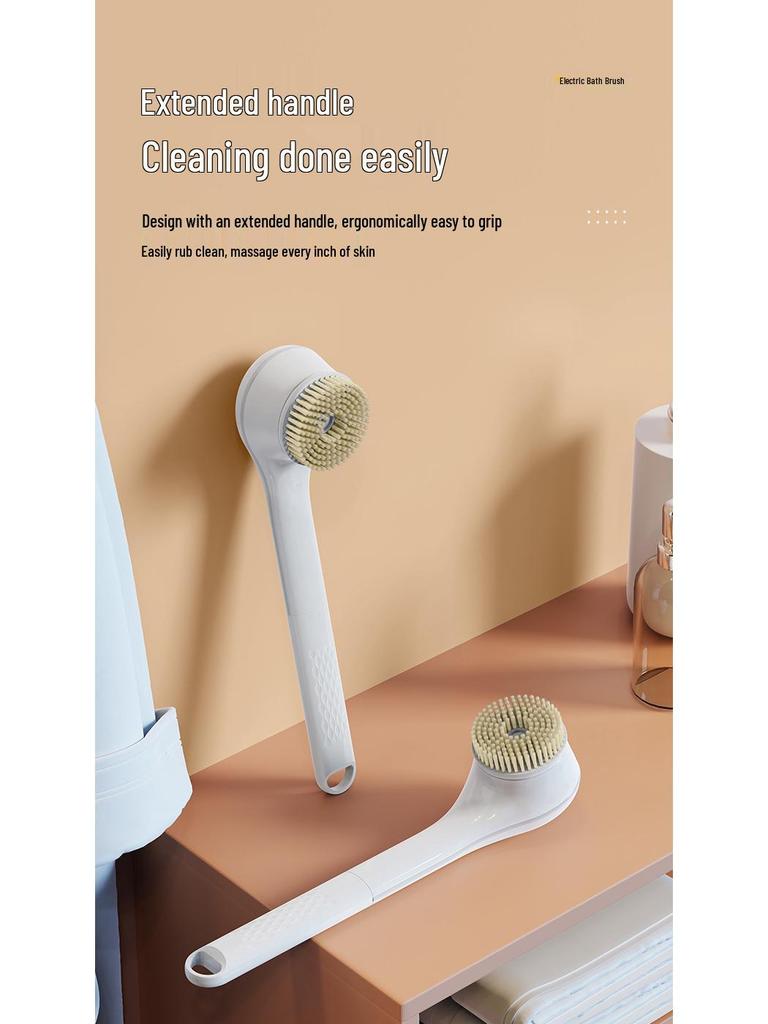 Electric Bath Brush Exfoliator: Long Handle Back Scrubber for Lazy Persons