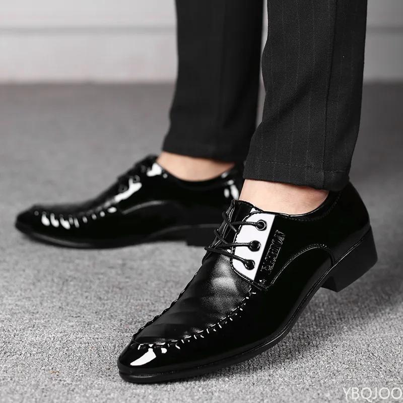 Large Size Men's Leather Shoes Casual Business Dress Shoes Versatile Comfort Wedding Loafers High Quality Lace Up Male Footwear