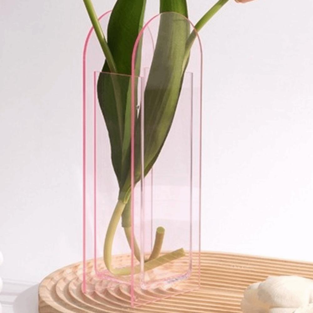 Transparent Acrylic Vase Geometric Flower Container Minimalist Flower Vase  Tabletop Decoration