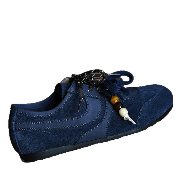 Women's Frosted Cowhide Blue German Trainer Fashion Casual Shoes - Autumn 2025 Genuine Leather.