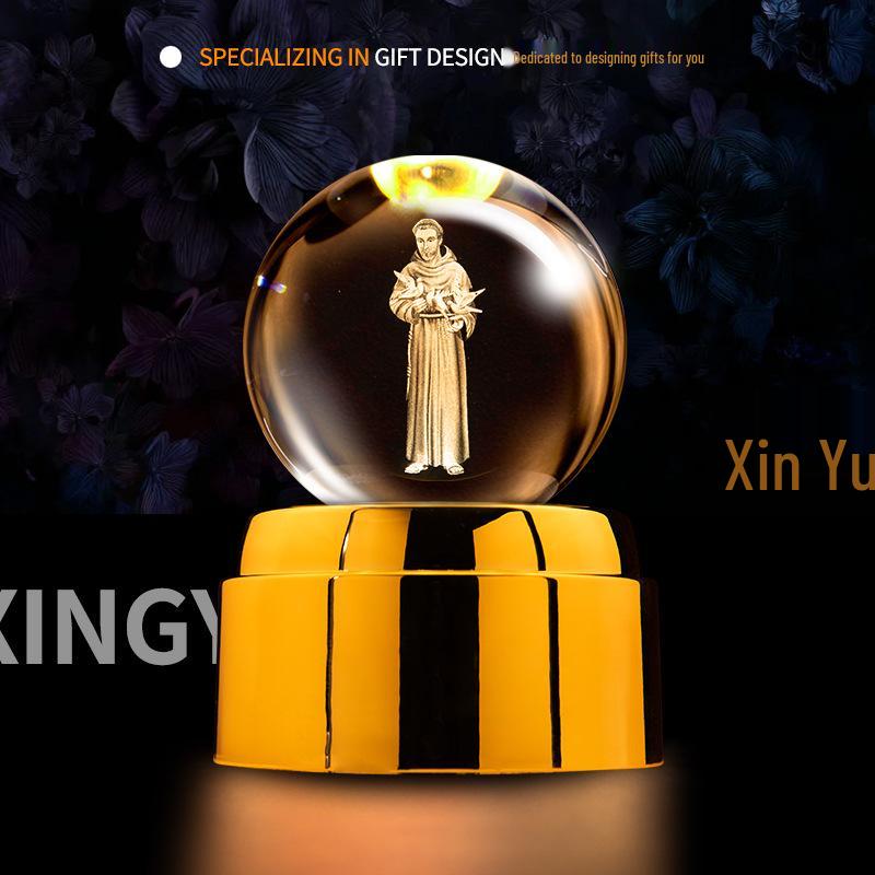 Creative Rotating Crystal Ball Night Light: Decorative Craft for Bedroom Atmosphere and Festive Gift.