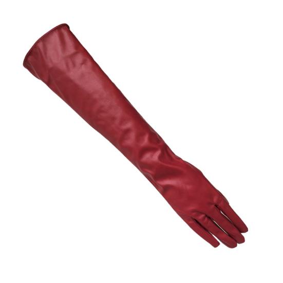 Fashion Lady Solid Color Faux Leather Full Finger Long Arm Gloves Stage Mittens