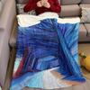 Blue Tree Tunnel Flannel Blanket Warm Soft Halloween Christmas Couch Warm Cozy Decorative Decor Gift for All Season