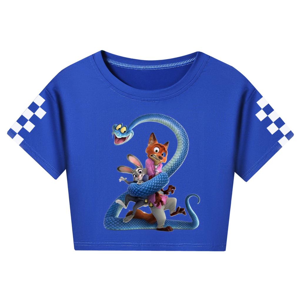 Modische Rundhals-Kurzarm-Arbeitskleidung bedruckte Oberteile für Kinder-Sommeroberteile