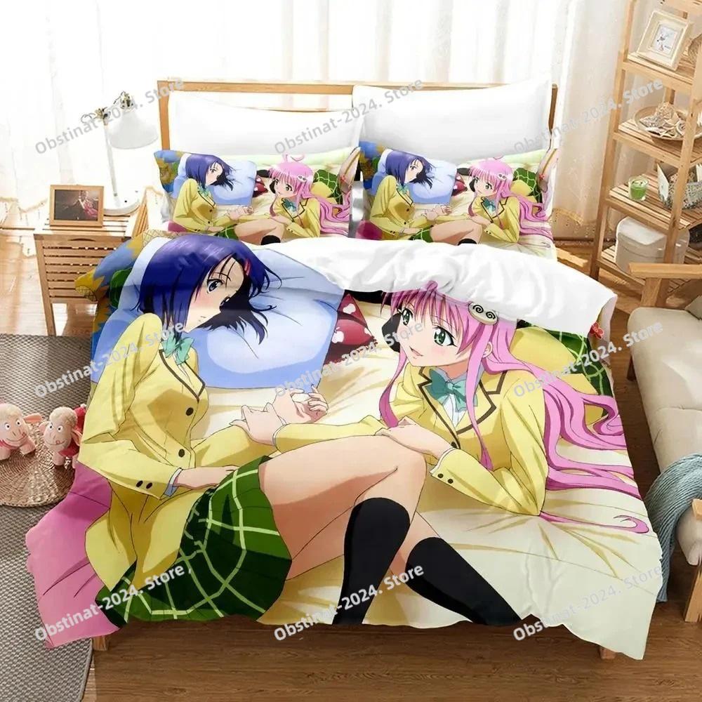 Anime Yami To LOVE Ru Bettwäscheset Bettbezug Bettset Steppdecke Kissenbezug Bettdecke King Queen Größe Jungen Erwachsene Heimtextilien