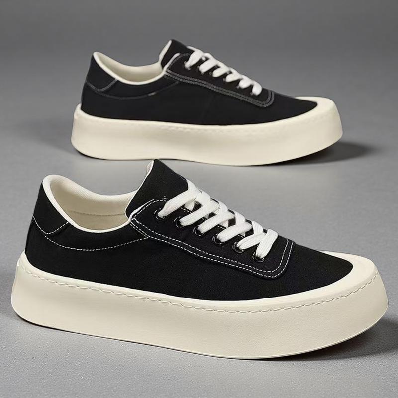 

Fashion Italian Men s SHigh-Grade Casual Walking Shoes Fashion Flat Designer Comfy Canvas Board Shoes 2025New Thick Bottom Outdoor Shoes 44 чёрный