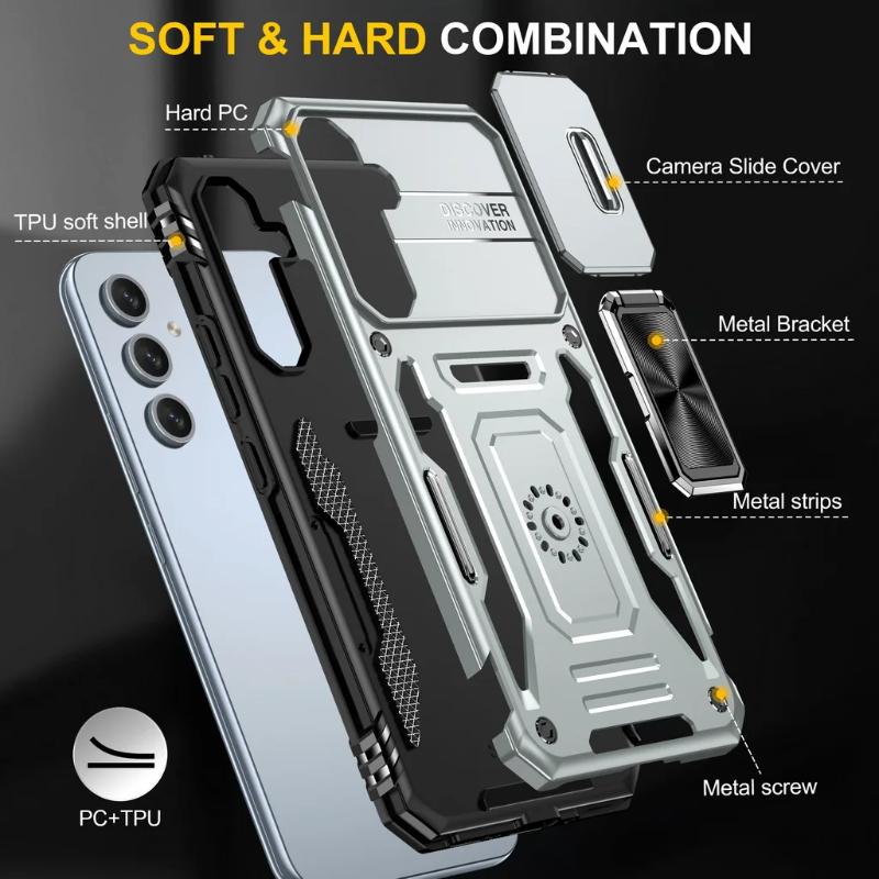 Armor Phone Case For For Samsung Galaxy A56 A36 A26 A16 A06 A55 A35 A25 A15 A17 A07 Slid Camera Protect Magnetic Ring Stand Cover