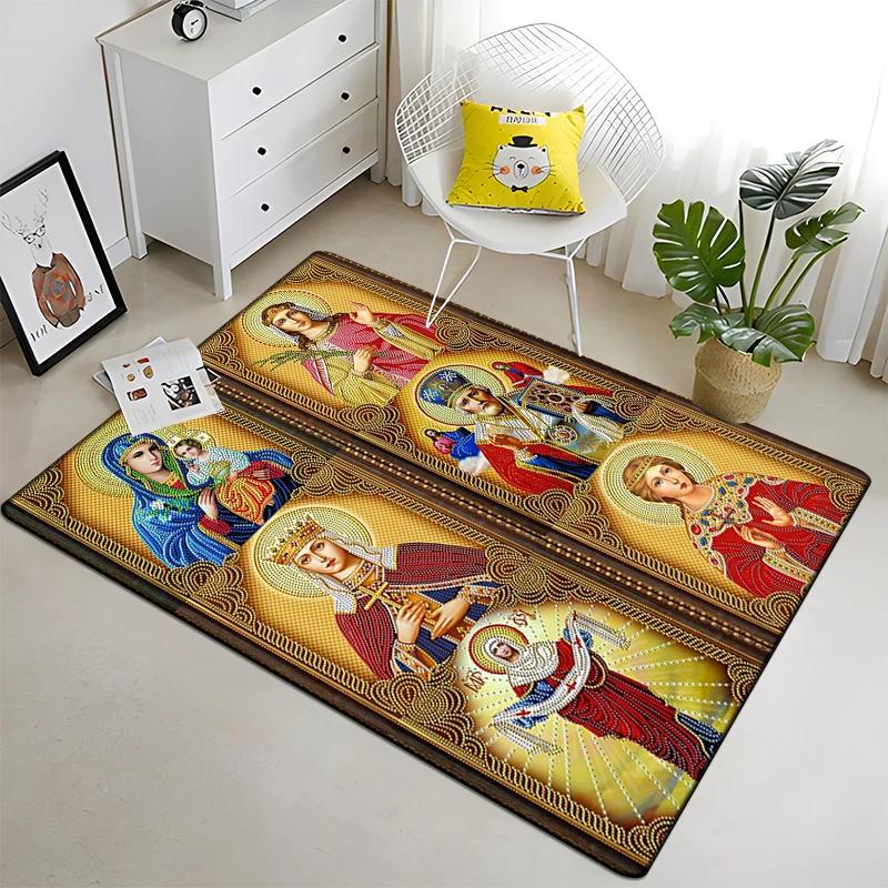 Jesus Virgin Maria Believer Pray Mat Believer Carpet for Living Room Rugs Bedroom Decorative Mat Anti-Slip Yoga Mats Area Rug