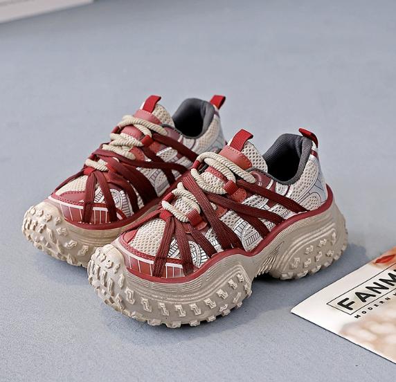 Fashion Thick-soled mesh breathable durian bottom silver dad shoes for women to increase height 2024 new casual sports shoes