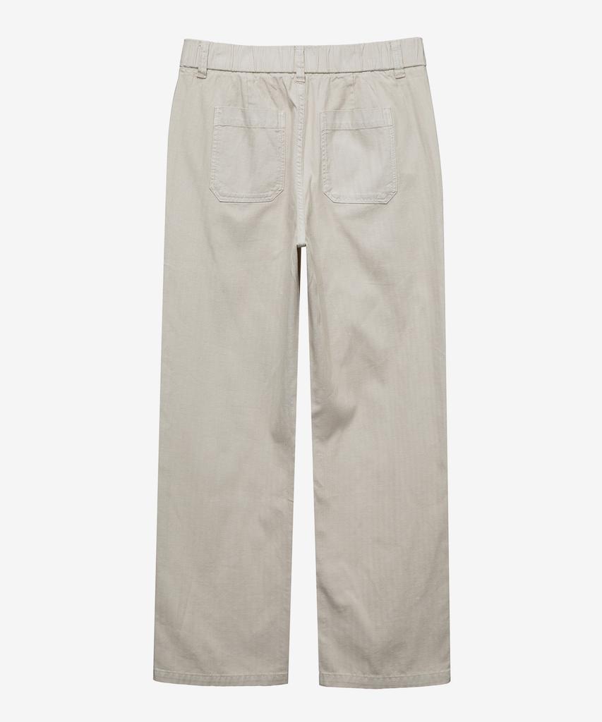 MINDBRIDGE Semi-Wide Denim-Like Full Elastic Waist Cream Pants