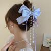 Bow Pearl Hair Claws Tassel Chain Shark Clip Fashion Hair Clip  Girls