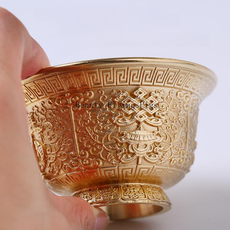 1pc Metal Water Supply Cup Ornament Household Sacrificial Supplies The Cup Offered for Worship Buddha Hall Decoration Metal Cup