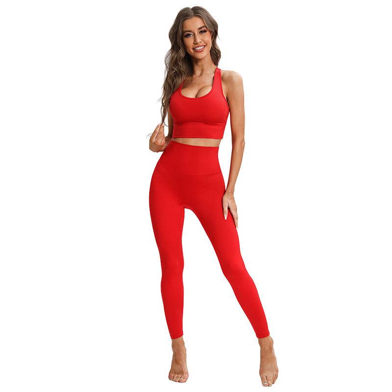 

Nylon Women s Outdoor Yoga Suit: Two-Piece Sports Bra & High-Waist Hip-Lift Fitness Pants Medium