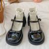 Patent Leather Jk Uniform Dress Shoes for Women Vintage Square Heels Mary Jane Shoes Woman Japanese Style Bow Buckle Strap Pumps