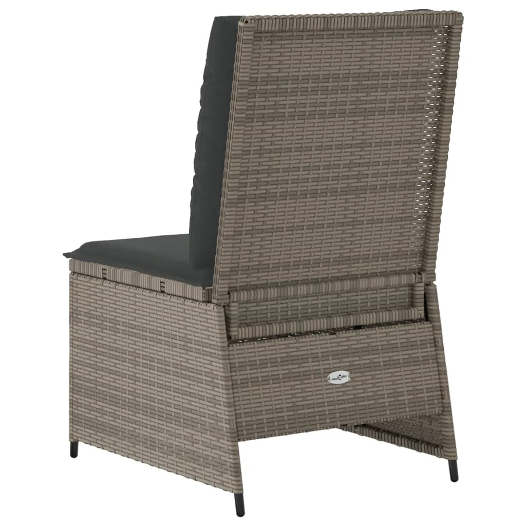 Vidaxl Folding Garden Chair With Cushions, Grey, Poly Rattan