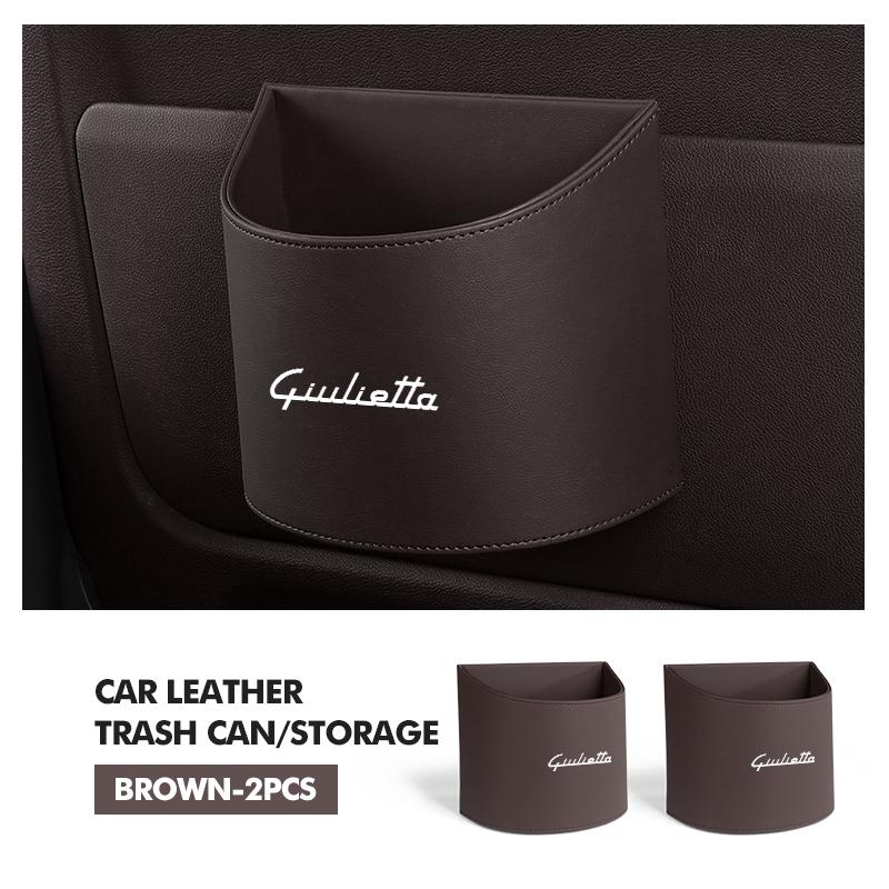 Car Stickers For Alfa Romeo Leather Car Logo Water Cup Organizer Holder Hanging Waterproof Trash Bin For Alfa Romeo Giulietta 94