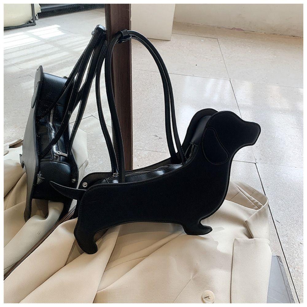 Three-dimensional Animals Shoulder Bag Sausage Dog Cartoon Handbag Fashion Dachshund Dog Bag  Girls
