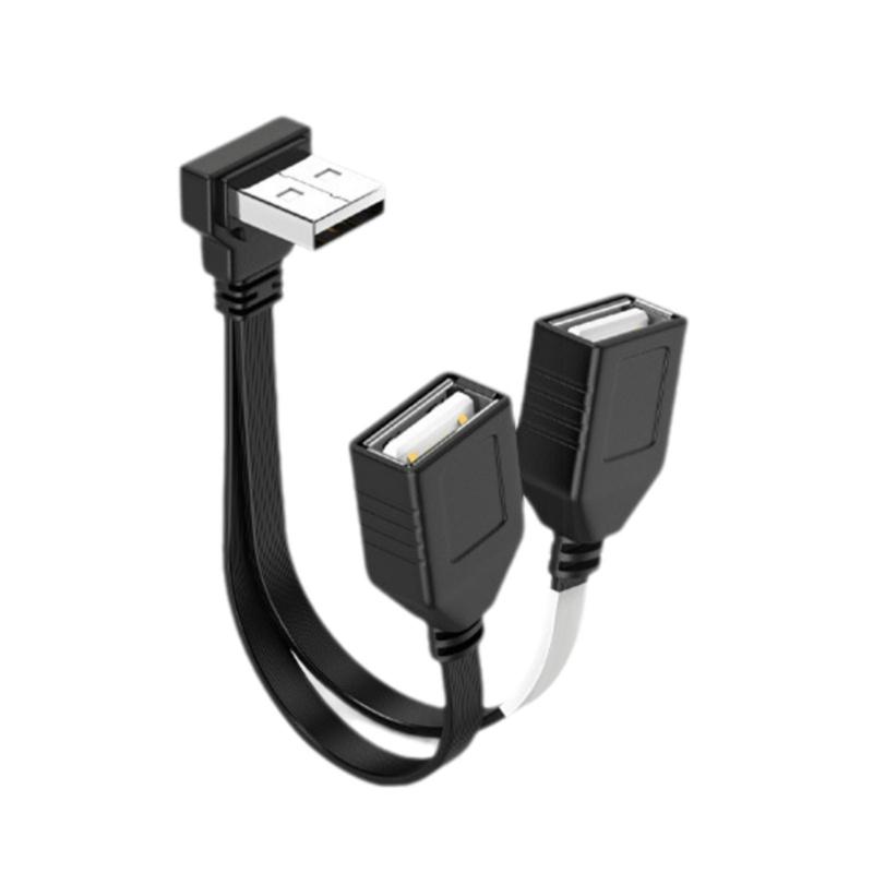 Double USB Splitter Cable 1 Male To 2 Female Power Extension Cord 90 Degree 480Mbps Transfer For Computer  Car Use