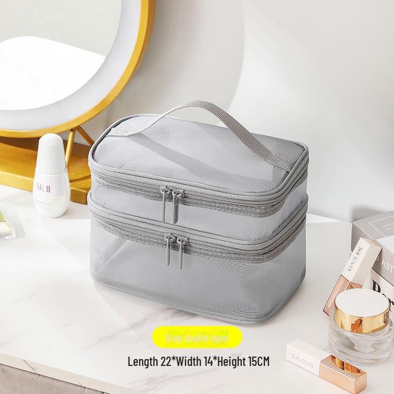 High-Capacity Mesh Cosmetic Bag for Women - Premium Toiletry Storage