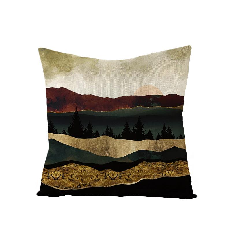 Home Decoration Supplies Landscape Painting Polyester Pillow Cover Home Geometric Abstract Sofa Cushion Cover