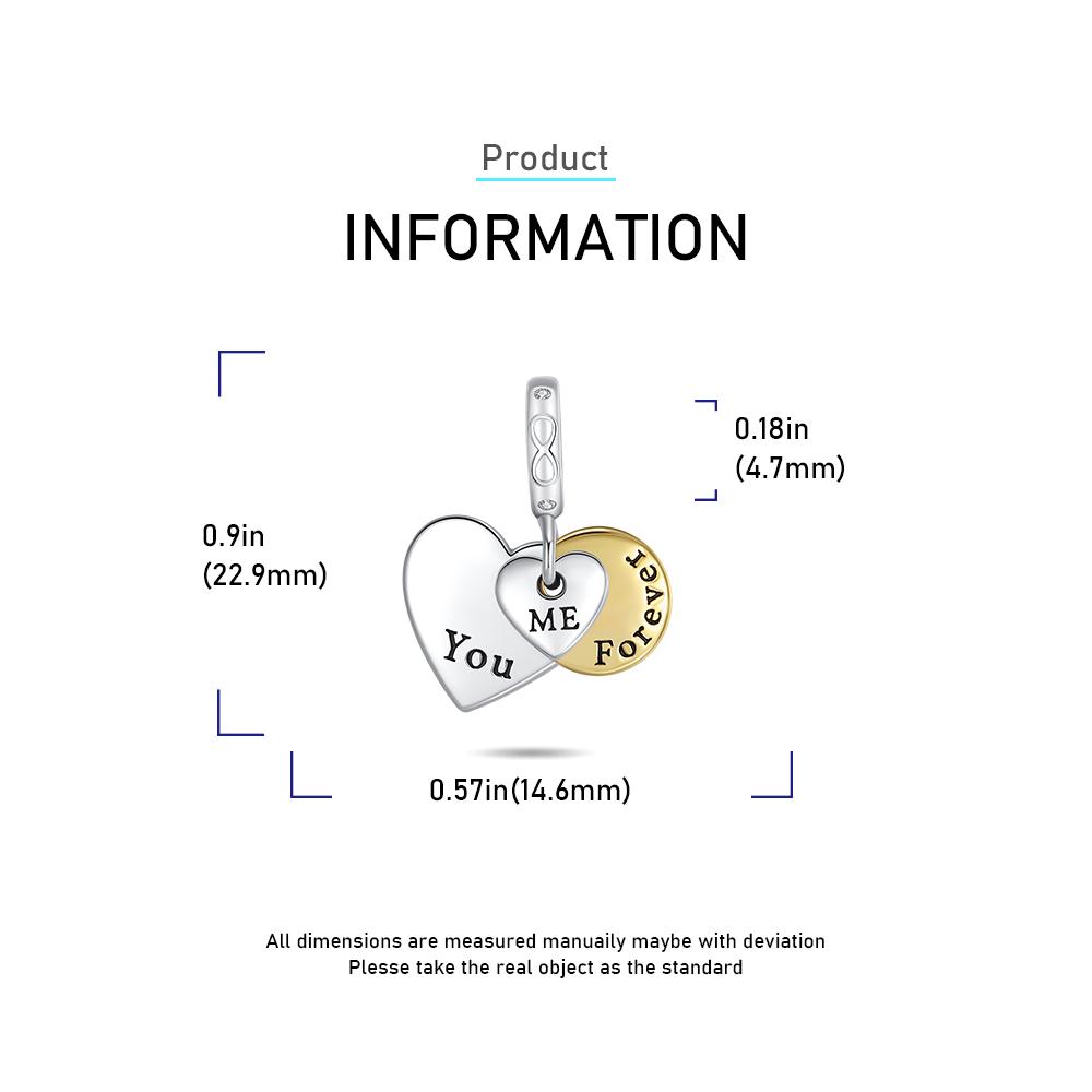 Ahthen copper Bead Charms You and me forever Charm fit Snake Chain Bracelets Necklaces for Women Jewellery Making