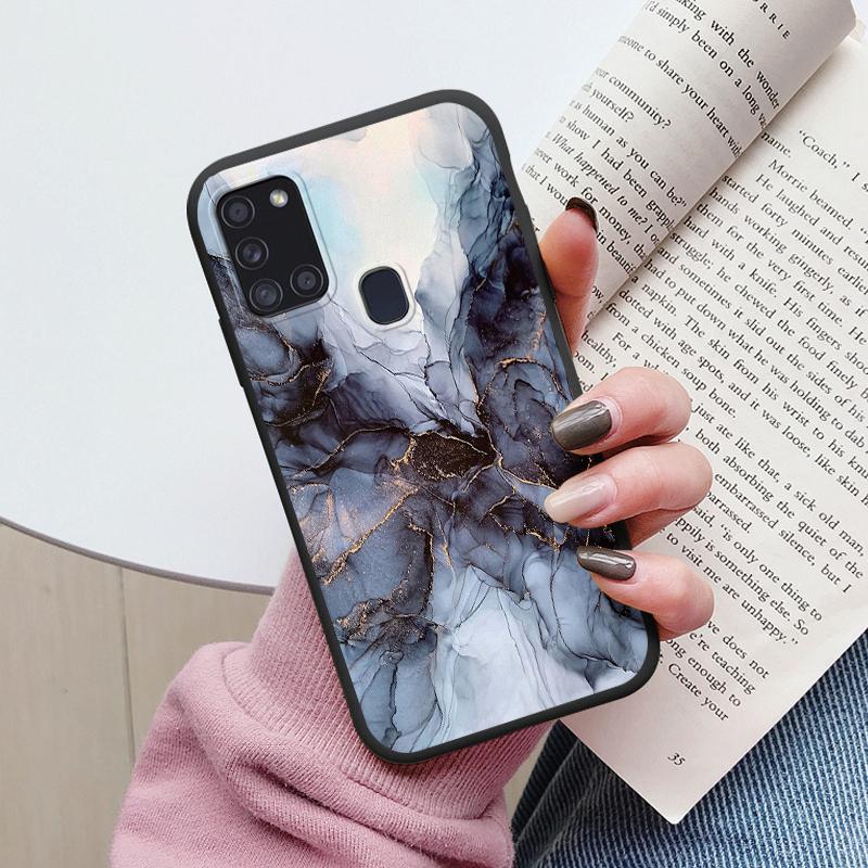 Case For Samsung Galaxy A21S Back Cover Protective Silicone Fundas Fashion Marble Stone Texture Coque For Samsung A21S Capa
