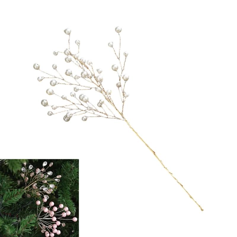 Ready-to-Place Christmas Branch Pick with Extended Stem for Decorating Tree, Wreath, Garlands, and Table Displays