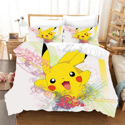 Conjunto de Cama Estampado Anime P-Pokémon Novo Ash Ketchum Pikachu Capa de Edredom Colcha Fronha Meninos Meninas Crianças Adultos King Gif