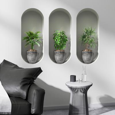 Nordic Style Art, Green Plants, Potted Plants, Leaves, Wall Stickers, Multiple Living Room Wall Decoration Paintings, Stickers