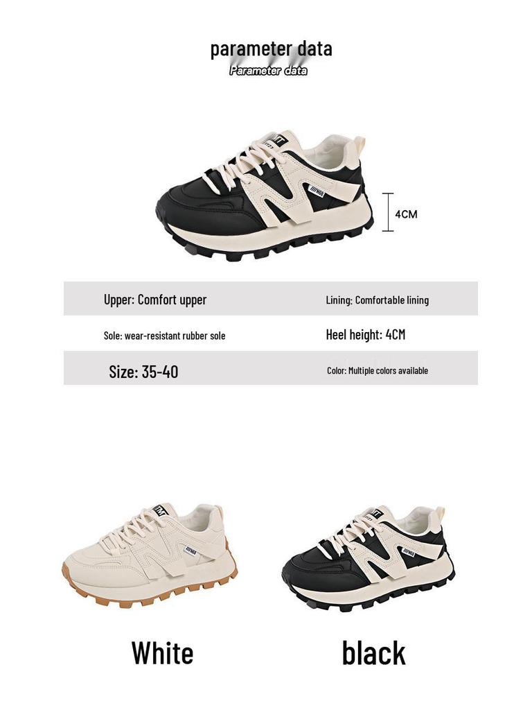 2025 Spring Women's Breathable White Korean Style Sneakers - Thick Sole Versatile Sports Casual Running Shoes