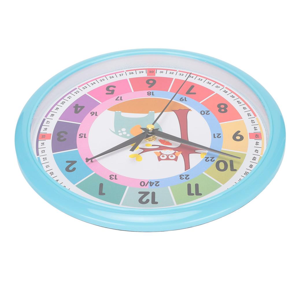 Wall Clock Plastic Cartoon Colorful Quartz Time Learning Hanging Clock for Kid S Bedroom Classroom