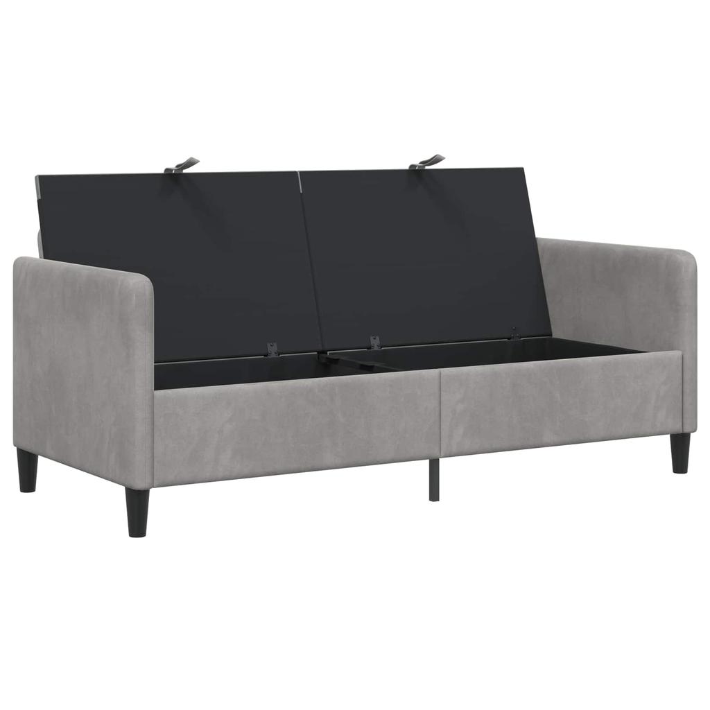 Storage Sofa Light Grey 172 X 78 X 87 Cm Polyester