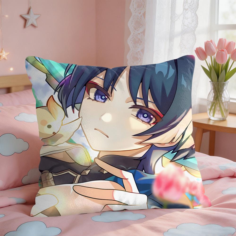 Wanderer Genshin Impact Cushion Cover Square Short Plush Pillow Case Living Room Sofa Home Decor Funda X