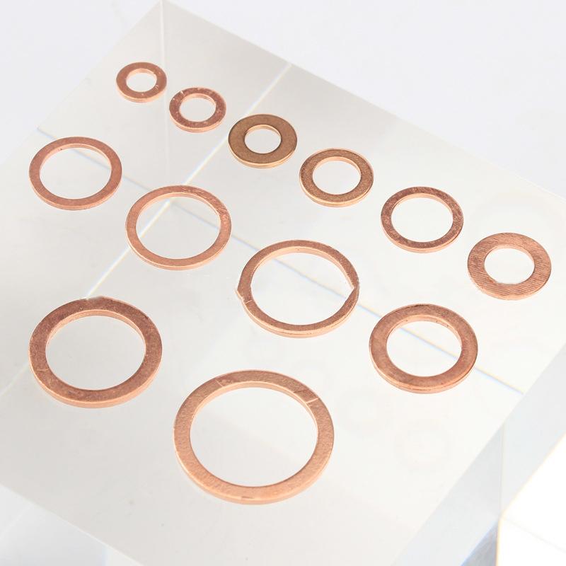 

300PCS Flat Round Washers M5‑M20 Assortment Kit Copper Gasket Sealing Rings with Storage Box