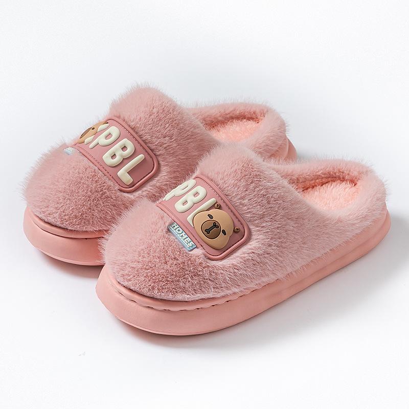 Mao Mao Slippers Outer Wear 2025 New Indoor Home Thick Bottom Plush Warm Non-slip Cotton Slippers
