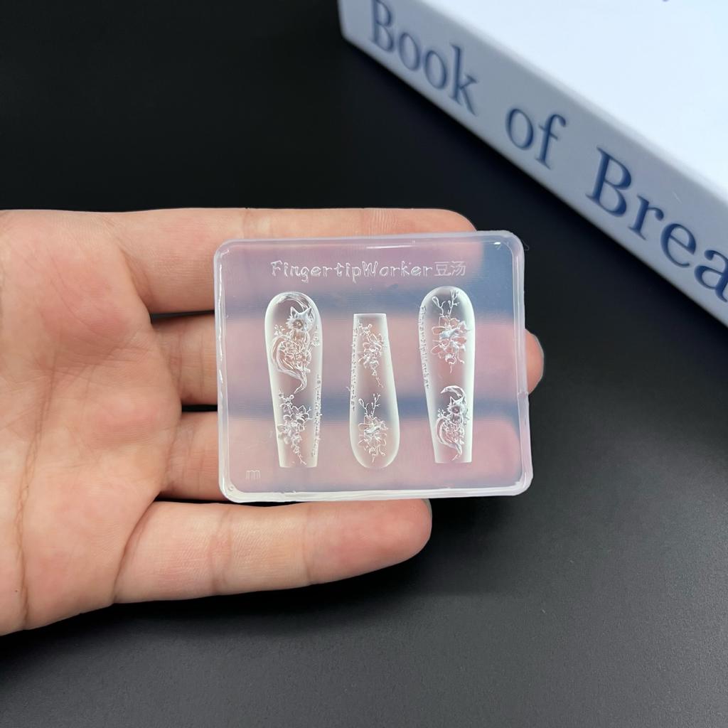 Flower Fox Transparent Silicone Nail Molds DIY Nail Art Decoration Manicure Design Tools 3D Acrylic Nail Art Carving Mold Charms